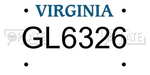 GL6326 Virginia License Plate
