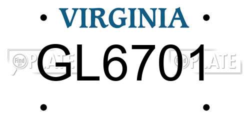GL6701 Virginia License Plate