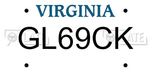 GL69CK Virginia License Plate