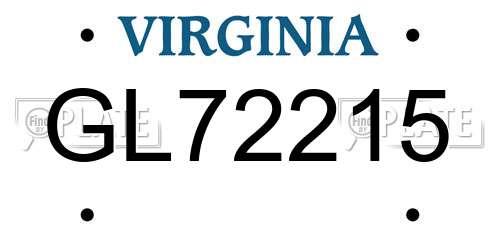 GL72215 Virginia License Plate
