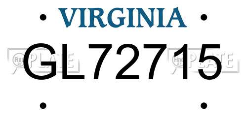 GL72715 Virginia License Plate
