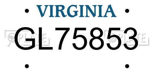 GL75853 Virginia License Plate