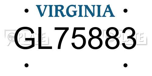 GL75883 Virginia License Plate