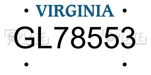 GL78553 Virginia License Plate