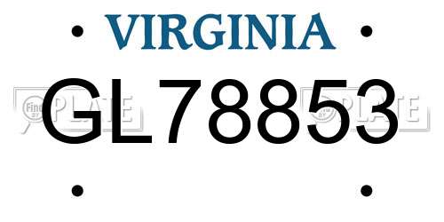 GL78853 Virginia License Plate