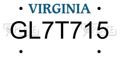 GL7T715 Virginia License Plate