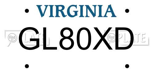 GL80XD Virginia License Plate