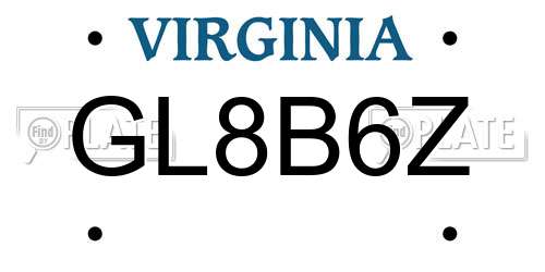 GL8B6Z Virginia License Plate