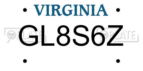 GL8S6Z Virginia License Plate