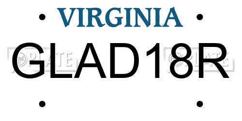 GLAD18R Virginia License Plate