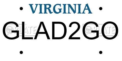 GLAD2GO Virginia License Plate