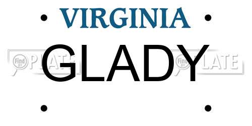 GLADY Virginia License Plate