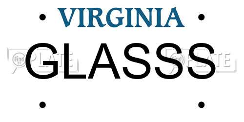 GLASSS Virginia License Plate