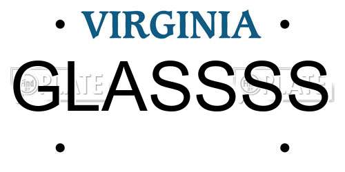 GLASSSS Virginia License Plate