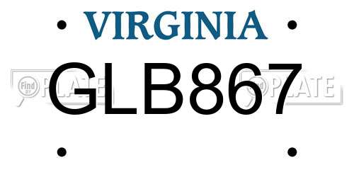 GLB867 Virginia License Plate