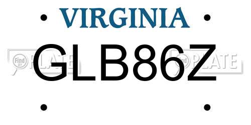 GLB86Z Virginia License Plate