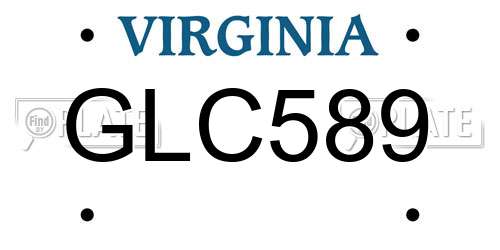 GLC589 Virginia License Plate