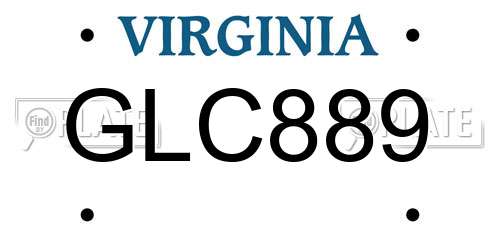 GLC889 Virginia License Plate
