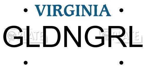 GLDNGRL Virginia License Plate