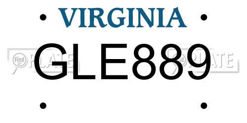 GLE889 Virginia License Plate