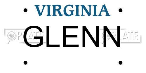 GLENN Virginia License Plate