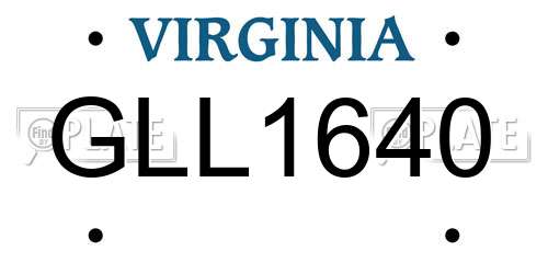 GLL1640 Virginia License Plate