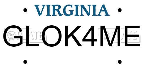 GLOK4ME Virginia License Plate