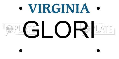 GLORI Virginia License Plate