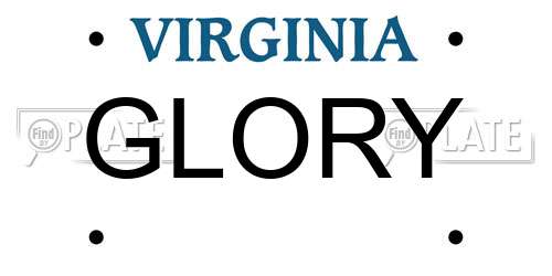 GLORY Virginia License Plate