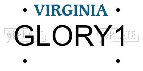 GLORY1 Virginia License Plate