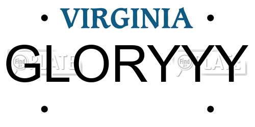 GLORYYY Virginia License Plate