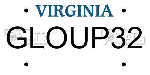 GLOUP32 Virginia License Plate