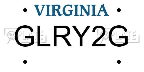 GLRY2G Virginia License Plate