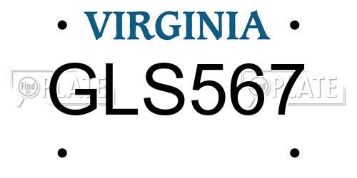 GLS567 Virginia License Plate