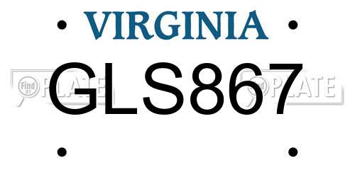 GLS867 Virginia License Plate