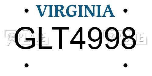GLT4998 Virginia License Plate