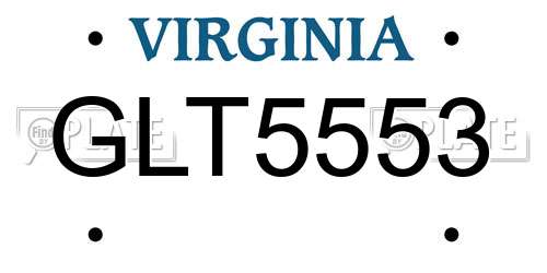 GLT5553 Virginia License Plate