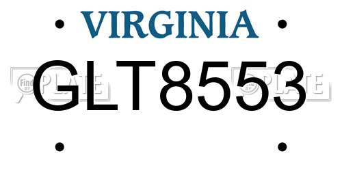 GLT8553 Virginia License Plate