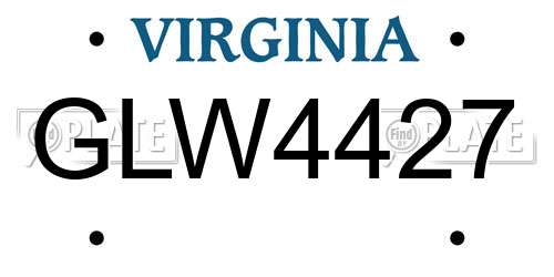 GLW4427 Virginia License Plate