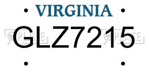 GLZ7215 Virginia License Plate