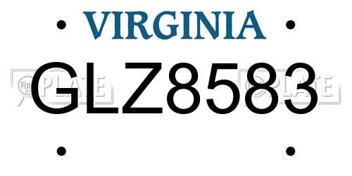 GLZ8583 Virginia License Plate