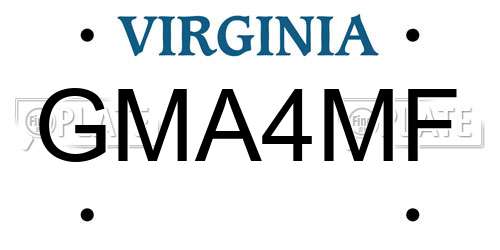 GMA4MF Virginia License Plate