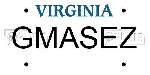 GMASEZ Virginia License Plate