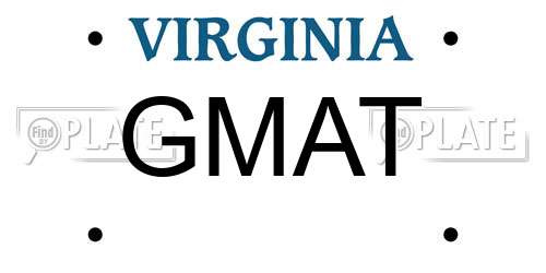 GMAT Virginia License Plate