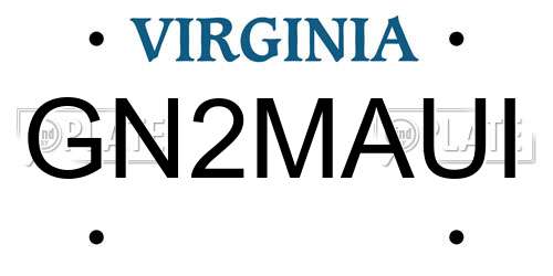 GN2MAUI Virginia License Plate