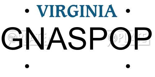 GNASPOP Virginia License Plate