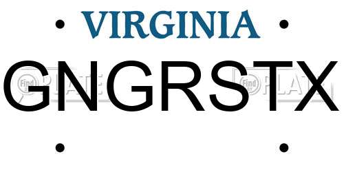 GNGRSTX Virginia License Plate