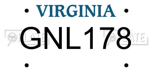 GNL178 Virginia License Plate