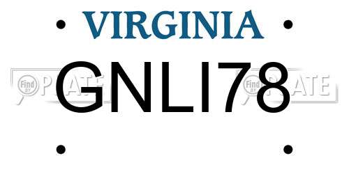 GNLI78 Virginia License Plate