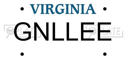 GNLLEE Virginia License Plate